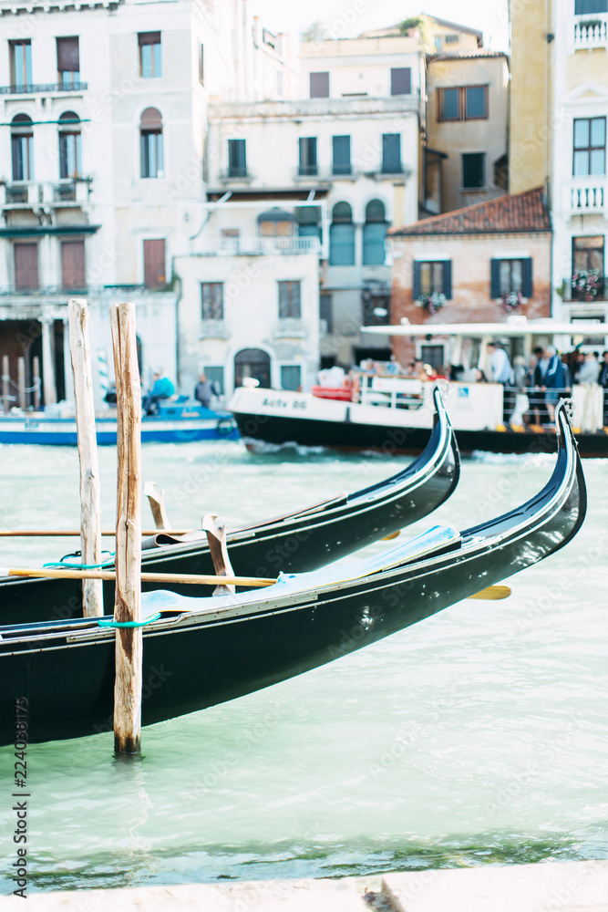 Gondolas and boats in Venice