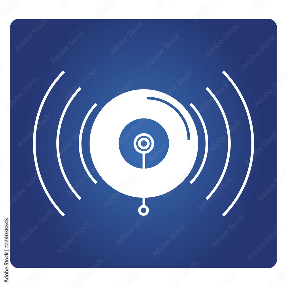 fire alarm icon in blue background fire alarm icon in blue background