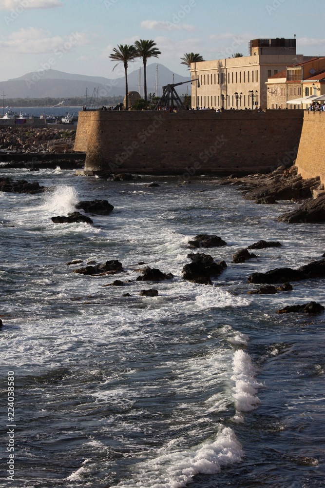 The Old City of Alghero and Mediterraean Sea, Sardinia, Italy