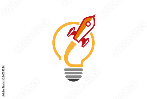 Creative Lamp Rocket Logo Symbol Vector Illustration