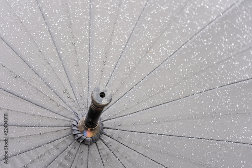 Background umbrella in the rain drops