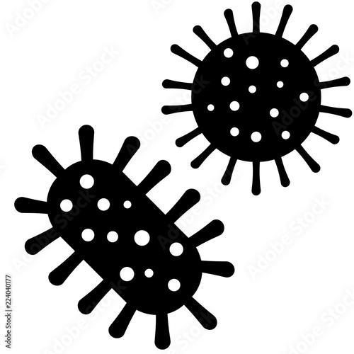 Bacteria icon, silhouette, logo on white background