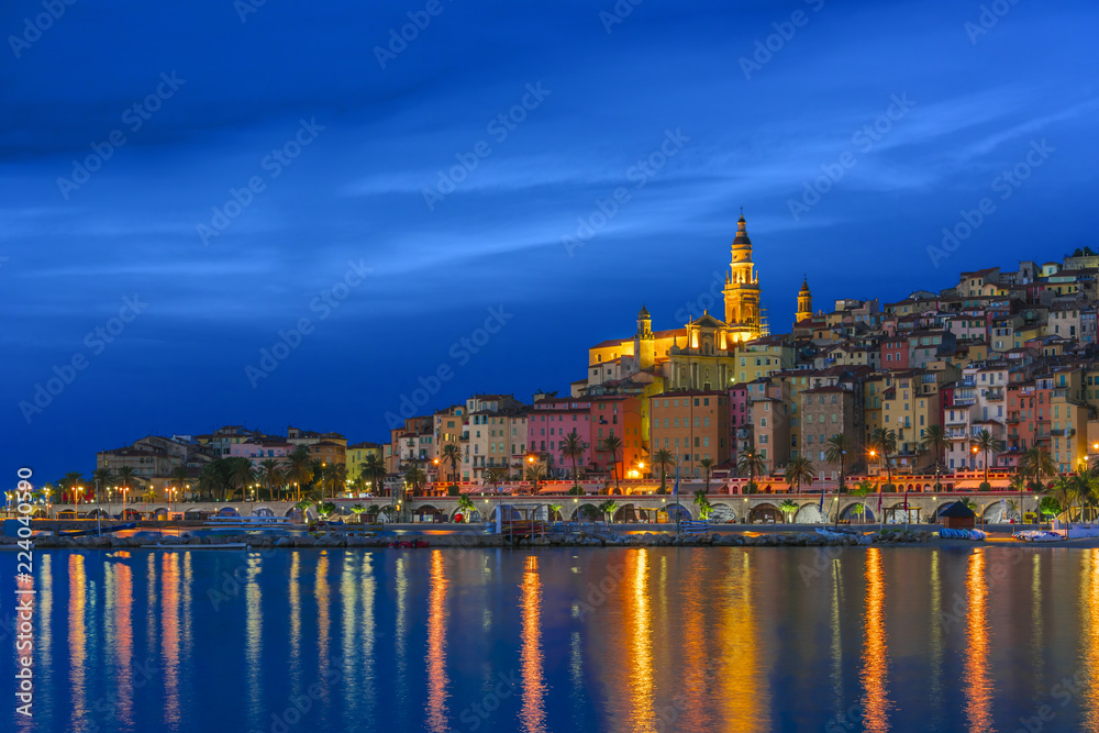 Old town architecture of Menton on French Riviera