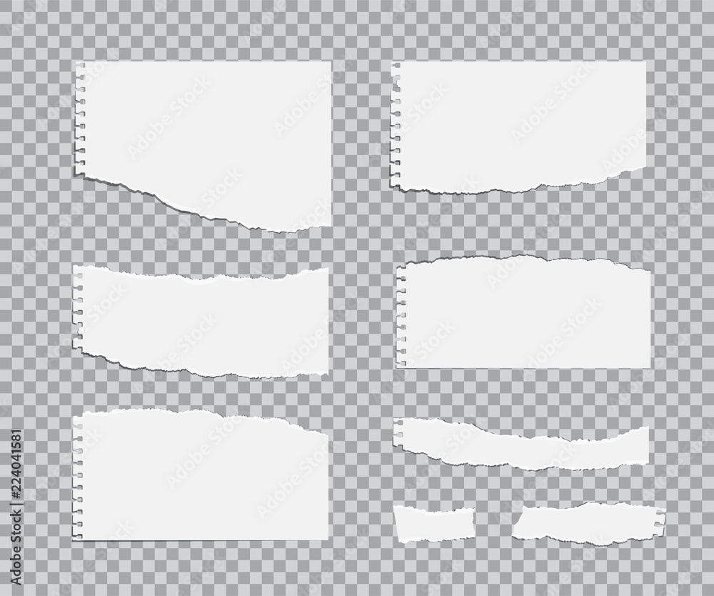 Blanc torn paper sheets set. Vector realistic design elements. Blanc torn paper sheets set. Vector realistic design elements.
