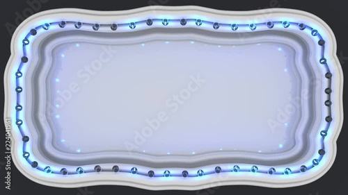 Marquee light board sign. Computer generated abstract motion background. 3D render seamless loop animation 4k UHD 3840x2160
