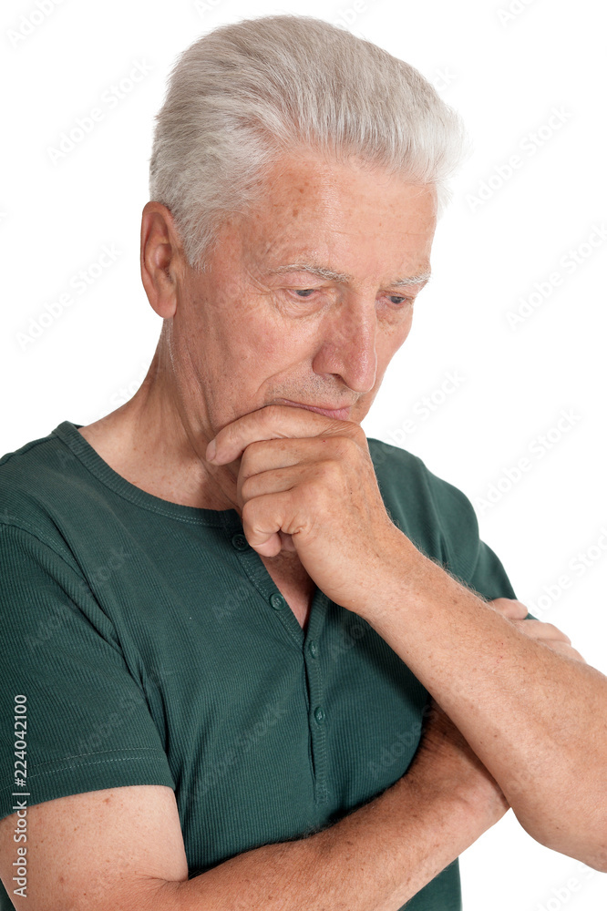 Portrait of senior man on white background Portrait of senior man on white background