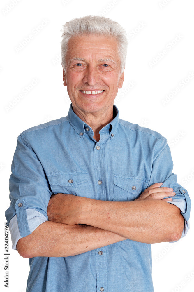 Senior man posing isolated on white background Senior man posing isolated on white background
