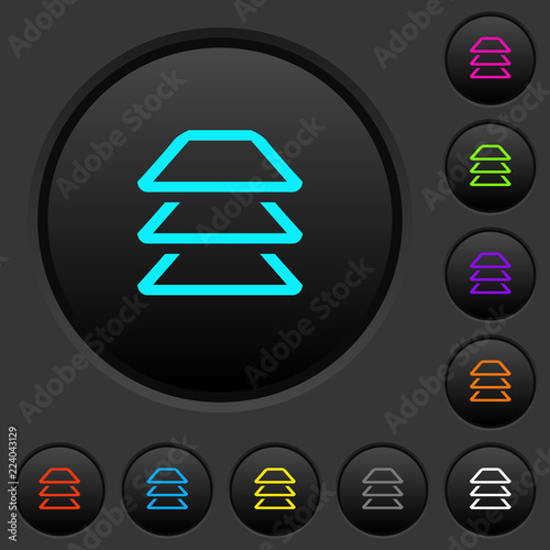 Multiple layers dark push buttons with color icons