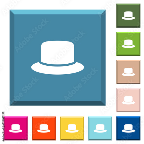 Hat white icons on edged square buttons