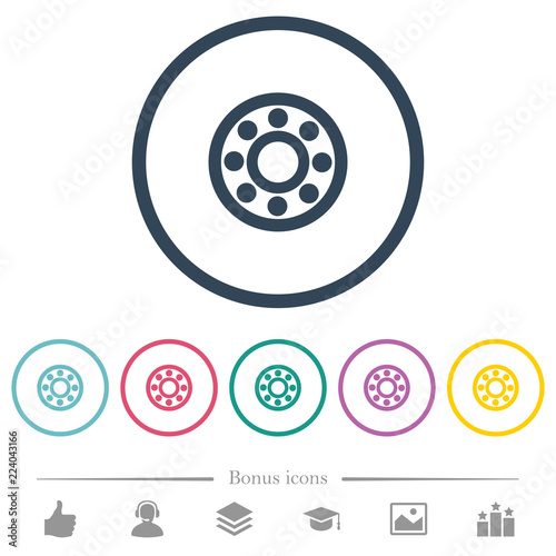 Bearings flat color icons in round outlines