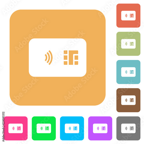 NFC chip card rounded square flat icons