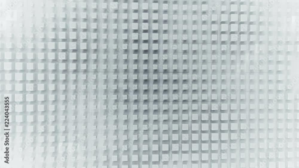 White metallic grunge cubes on wall. 3D render seamless loop smooth animation 4k UHD 3840x2160
White metallic grunge cubes on wall. 3D render seamless loop smooth animation 4k UHD 3840x2160