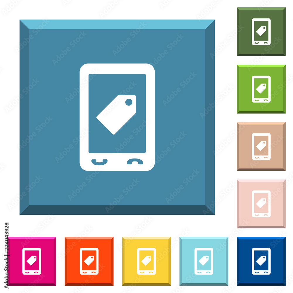 Mobile label white icons on edged square buttons Mobile label white icons on edged square buttons