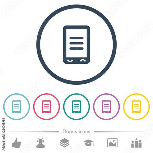 Mobile options flat color icons in round outlines