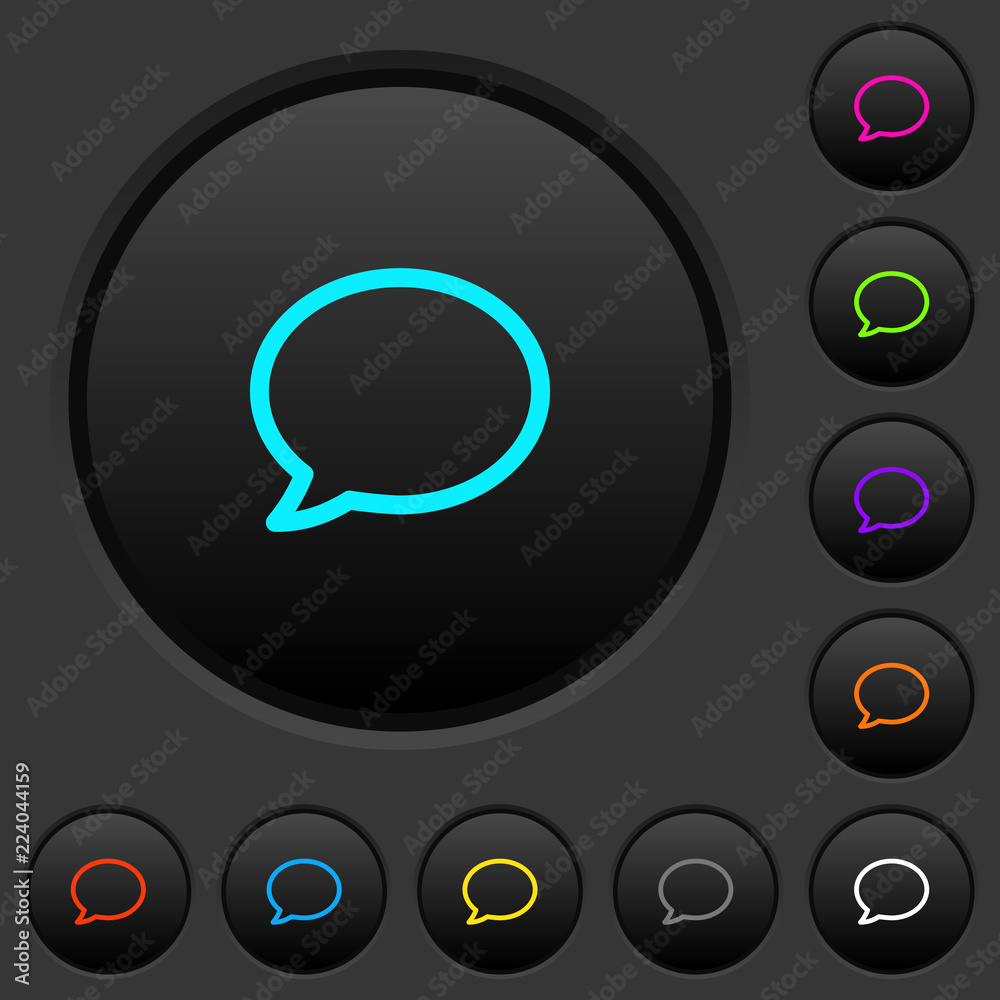 Empty comment bubble dark push buttons with color icons Empty comment bubble dark push buttons with color icons