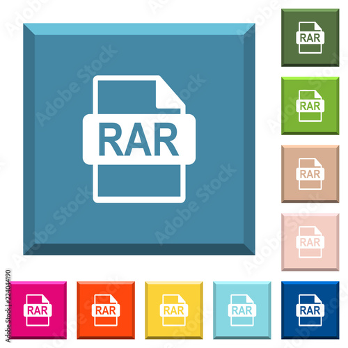 RAR file format white icons on edged square buttons