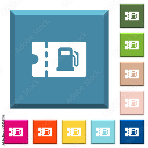 Fueling discount coupon white icons on edged square buttons