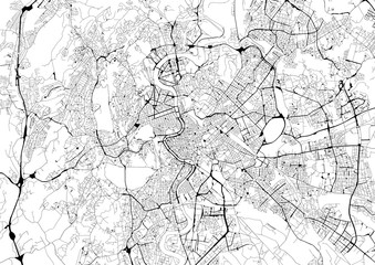Monochrome city map with road network of Rome