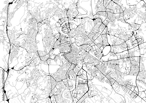 Fototapeta Monochrome city map with road network of Rome