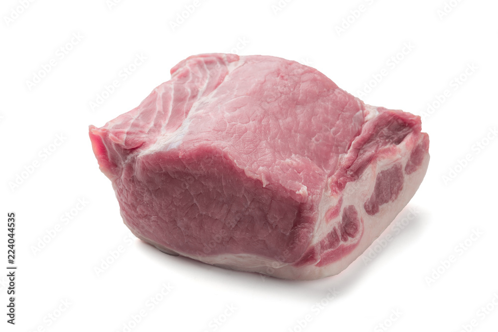 Pork steak, raw carbonate fillet isolated on white background