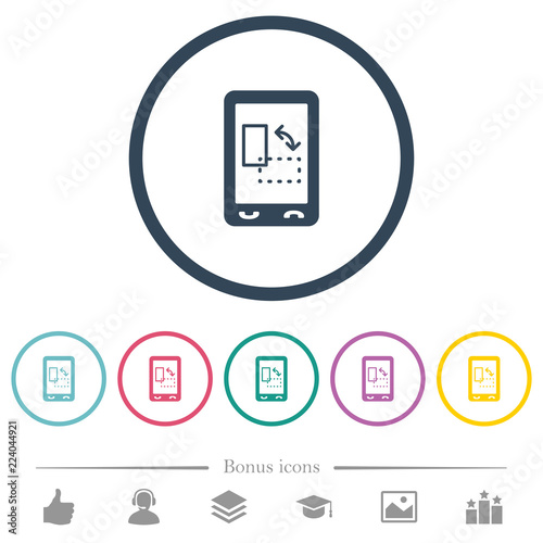 Change mobile display orientation flat color icons in round outlines