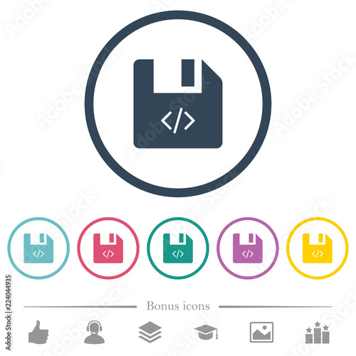 Script file flat color icons in round outlines