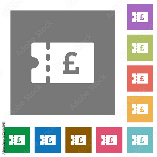 Pound discount coupon square flat icons