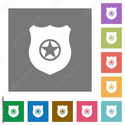 Police badge square flat icons