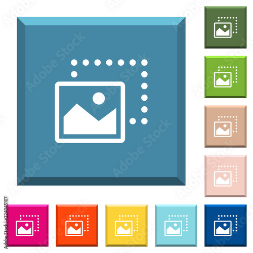 Drag image to bottom left white icons on edged square buttons