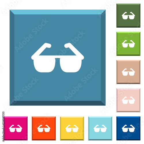 Sunglasses white icons on edged square buttons