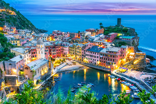 Picturesque town of Vernazza, Liguria, Italy © monticellllo