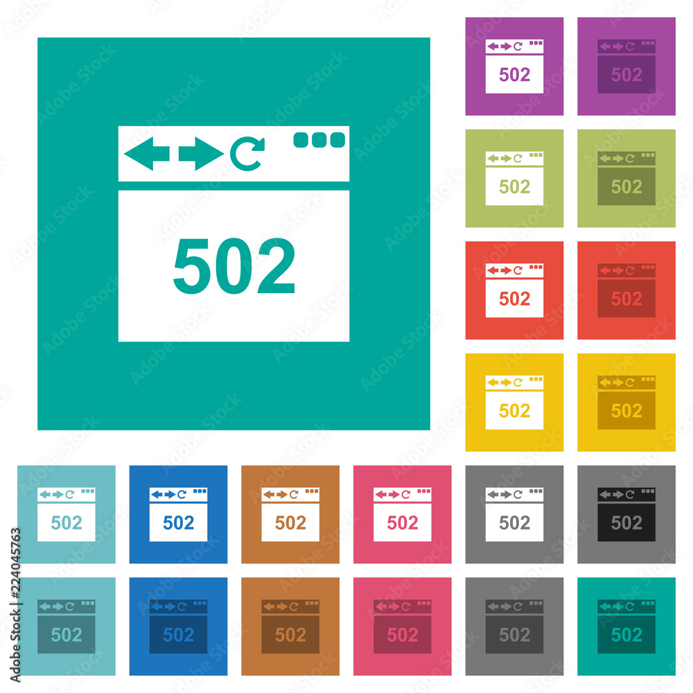 Browser 502 Bad gateway square flat multi colored icons Browser 502 Bad gateway square flat multi colored icons