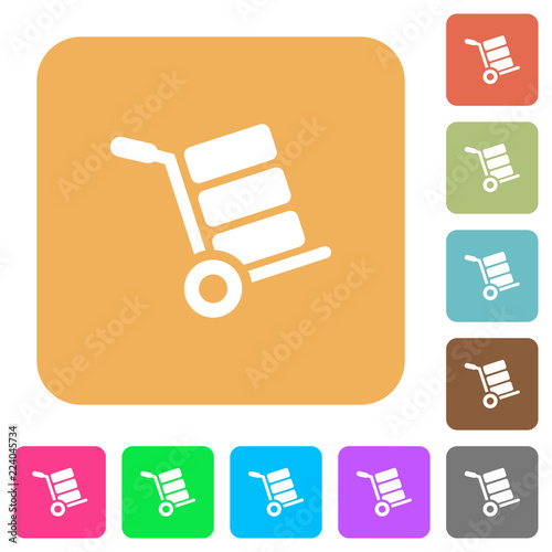 Obraz w ramie Hand truck with boxes rounded square flat icons