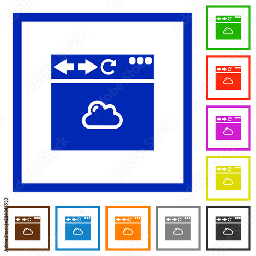 Browser cloud flat framed icons