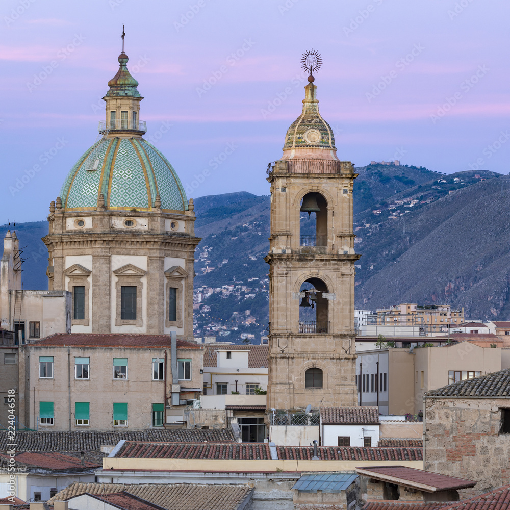 A Palermo sunrise closeup of towers