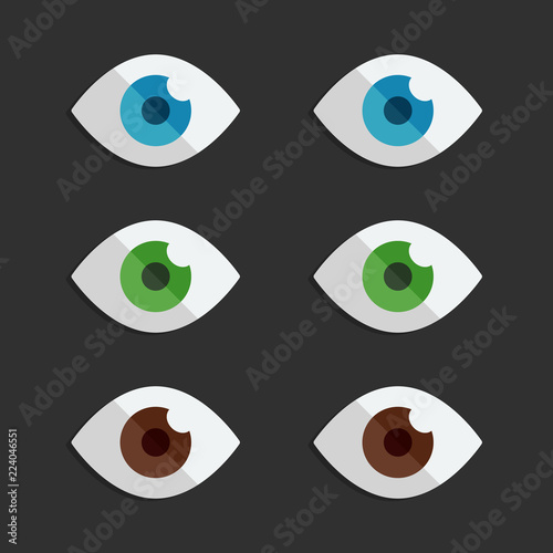 Vector eye set in blue, green and brown colors.