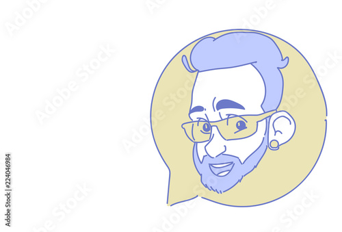 Male head chat bubble profile icon man