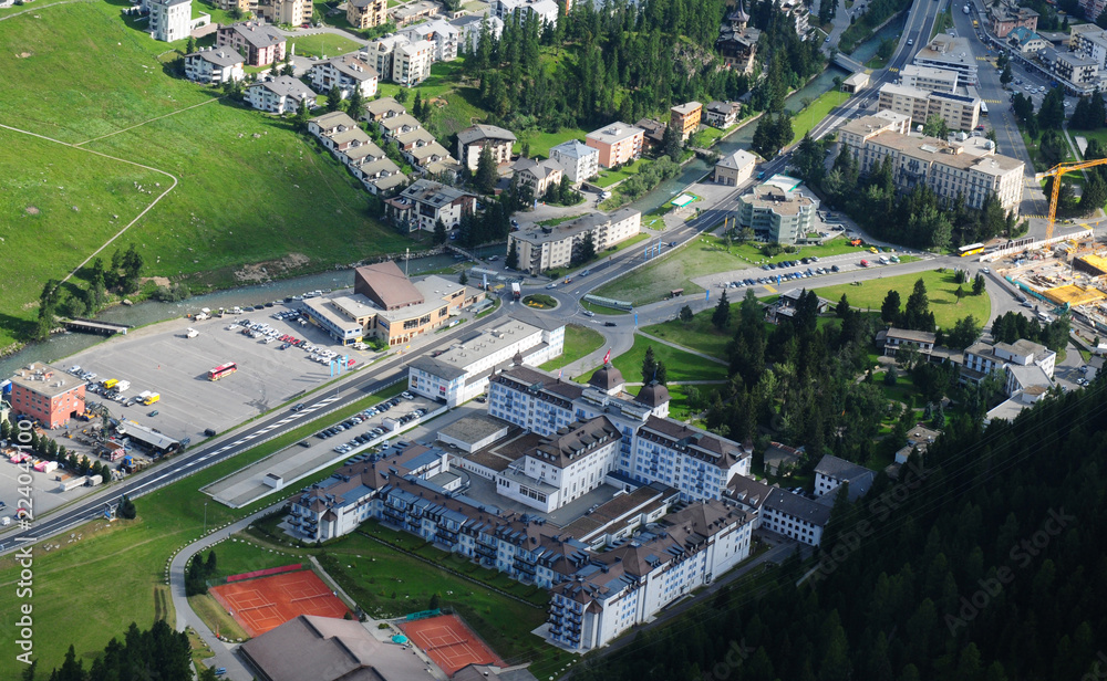 Airshot from the Kempinski des Baigns Hotel in St. Moritz