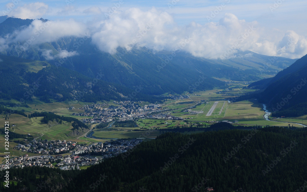 Airport Samedan, Upper Engadin, canton Graubünden, where Europe's highest Airport is located