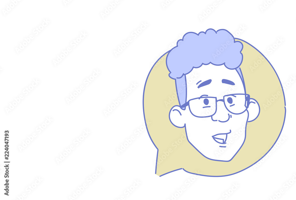 Male head chat bubble profile icon man
