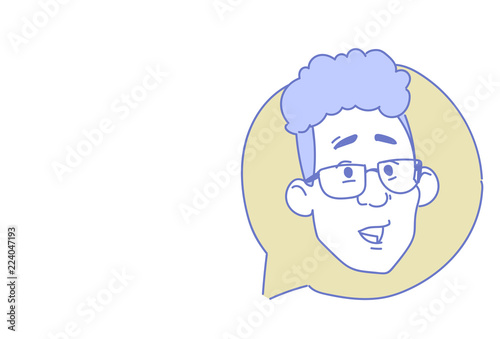 Male head chat bubble profile icon man