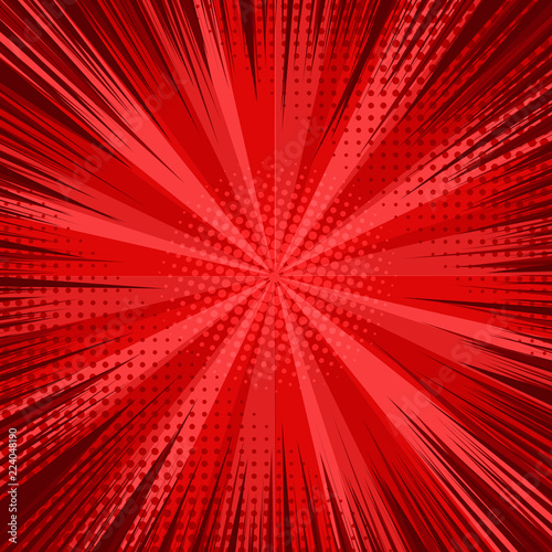 Abstract comic bright red background