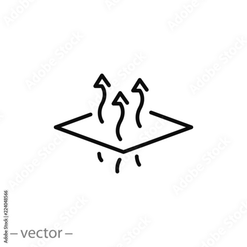 surface passes steam or air icon, membrane linear sign isolated on white background - editable vector illustration eps10