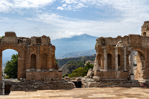 Etna volcano with clouds surrounding the mountain top