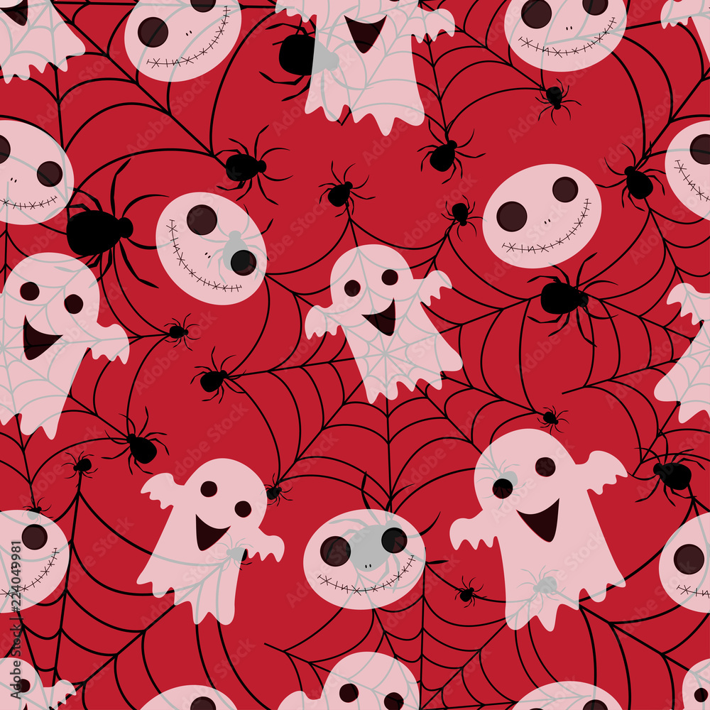 Abstract seamless halloween pattern for girls or boys. Creative vector pattern with ghost, cloud boo. Funny ghost wallpaper for textile and fabric. Fashion halloween style. Colorful ghost picture