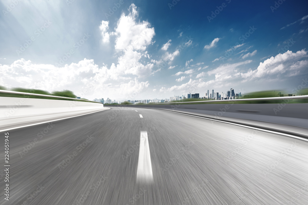 Fototapeta premium empty highway through modern city