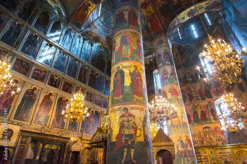 Cathedral of the Dormition (Uspensky Sobor) or Assumption Cathedral of Moscow Kremlin interior, Russia