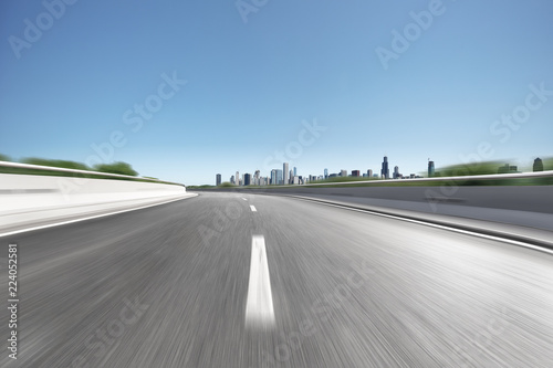 empty highway through modern city © zhu difeng