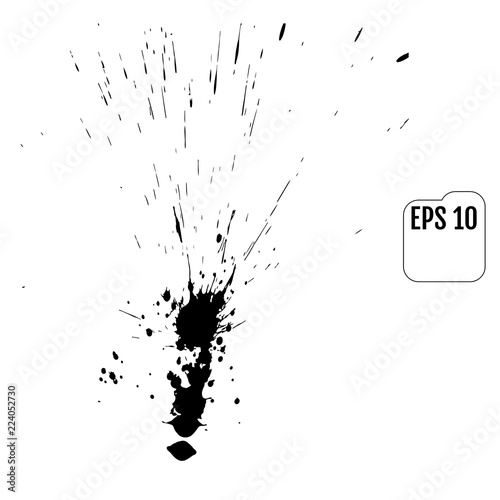 Set of black blots and ink splashes isolated on white background. Abstract elements for design in grunge style.