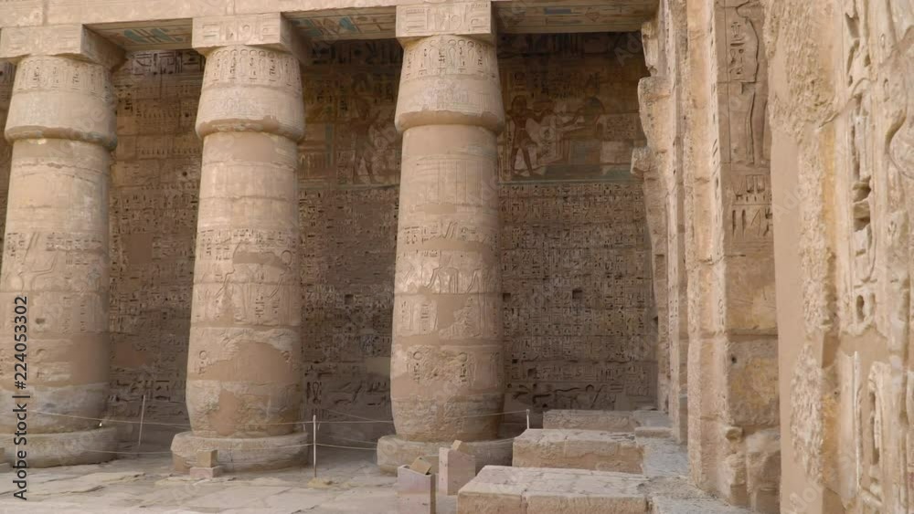 Temple of Medinet Habu. Egypt, Luxor. The Mortuary Temple of Ramesses III at Medinet Habu is an important New Kingdom period structure in the West Bank of Luxor in Egypt. Temple of Medinet Habu. Egypt, Luxor. The Mortuary Temple of Ramesses III at Medinet Habu is an important New Kingdom period structure in the West Bank of Luxor in Egypt.